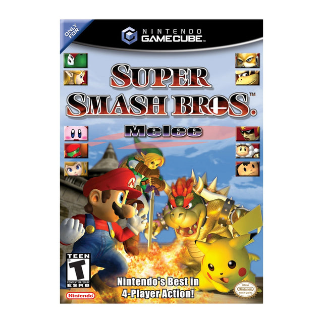 Super Smash Bros. Melee for GameCube, front cover of the complete-in-box copy