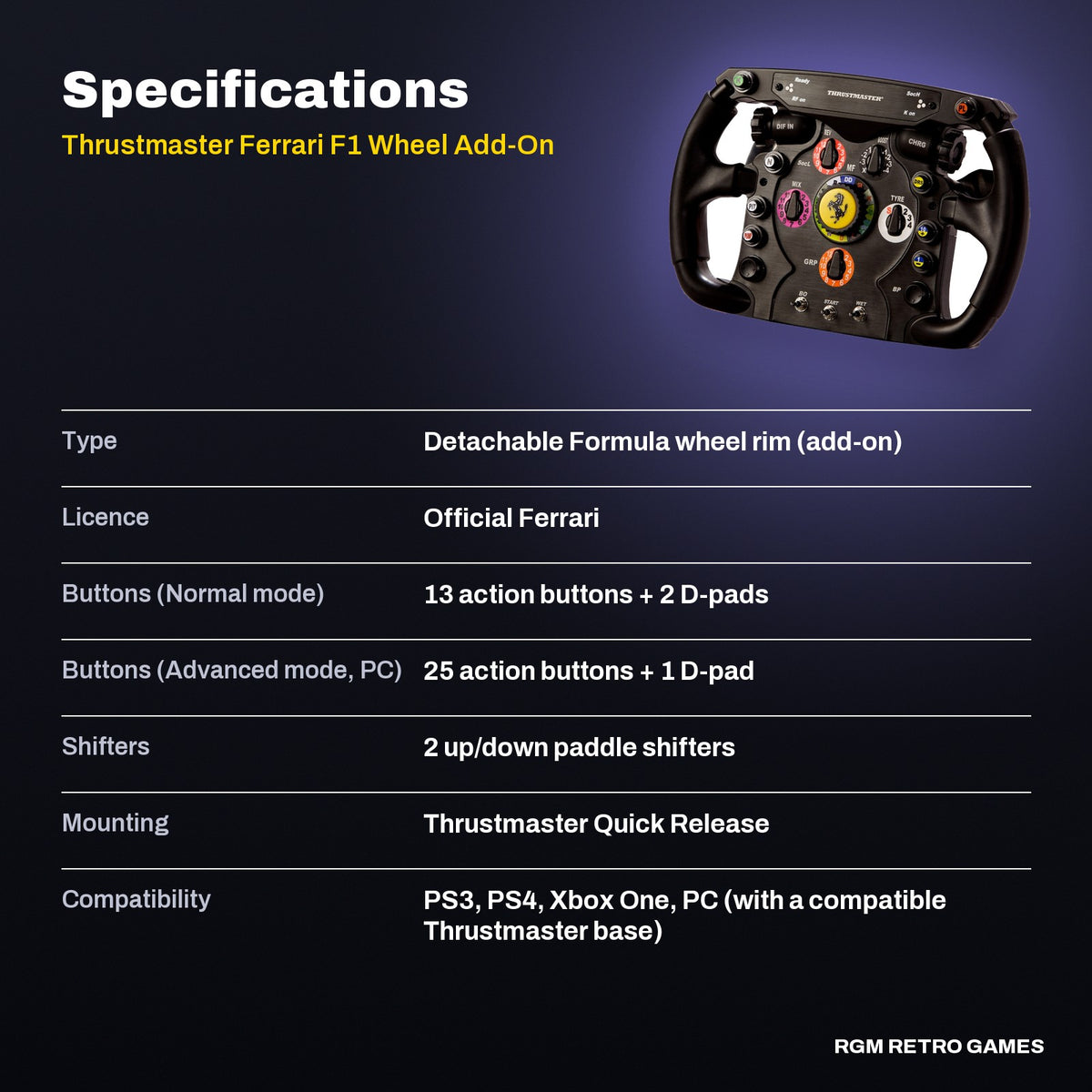 Thrustmaster Ferrari F1 Wheel Add-On specifications