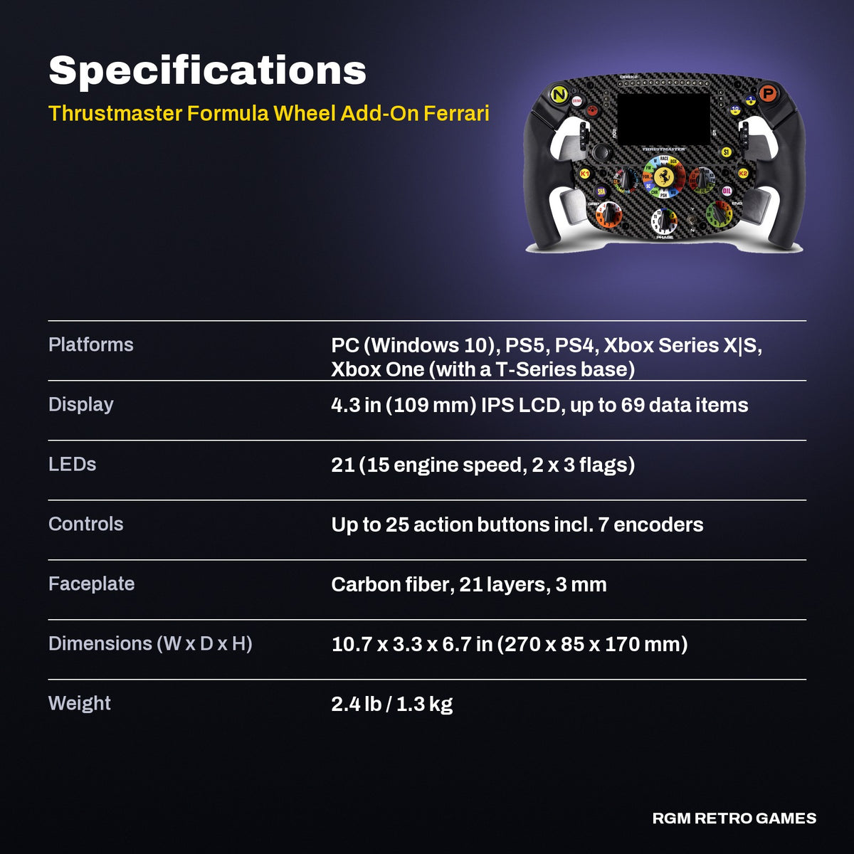 Thrustmaster Formula Wheel Add-On Ferrari SF1000 Edition specifications
