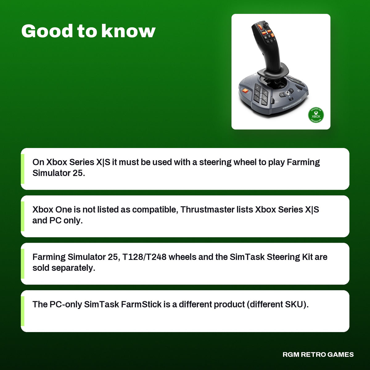 Thrustmaster SimTask FarmStick X for Xbox Series X|S and PC, good to know before you buy