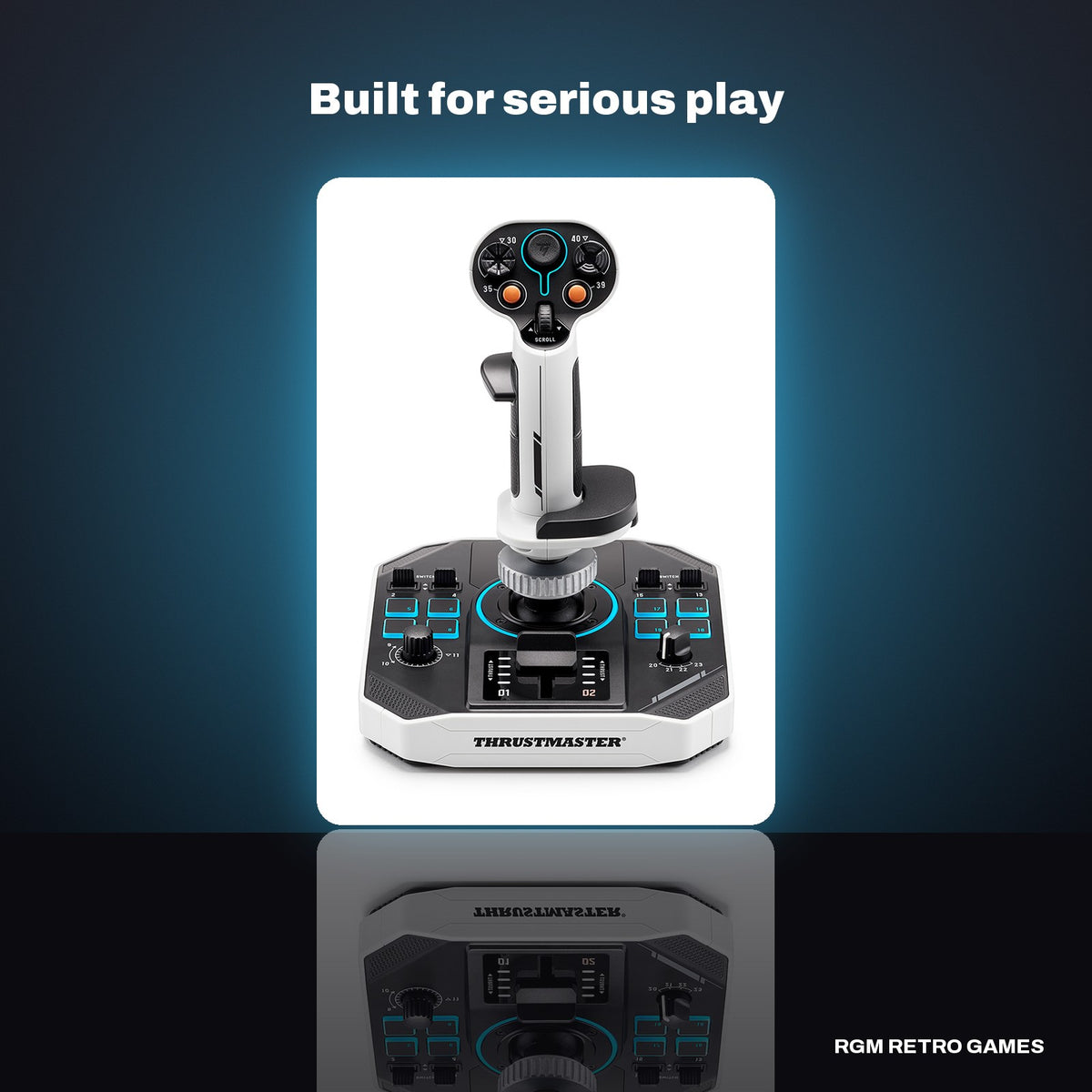 Thrustmaster SOL-R 1 Flightstick in a dark studio setting