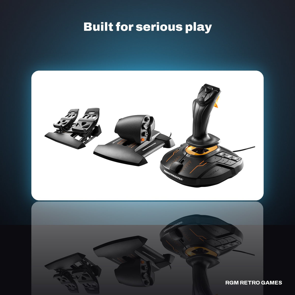 Thrustmaster T.16000M FCS Flight Pack in a dark studio setting