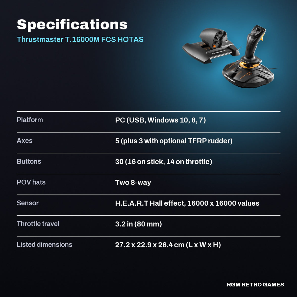 Thrustmaster T.16000M FCS HOTAS specifications