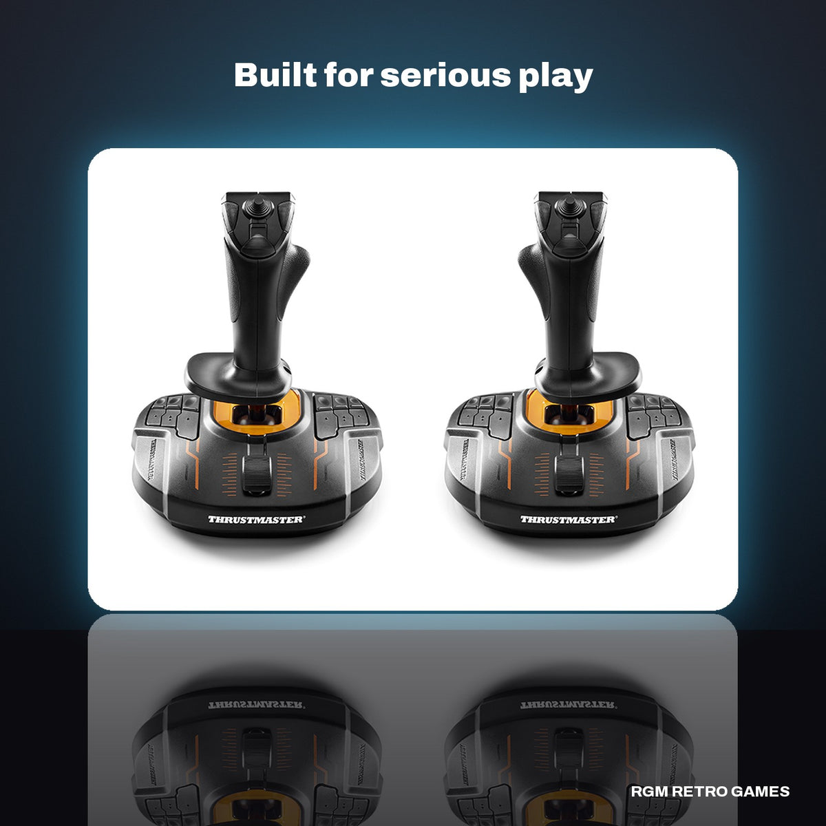 Thrustmaster T.16000M FCS Space Sim Duo in a dark studio setting