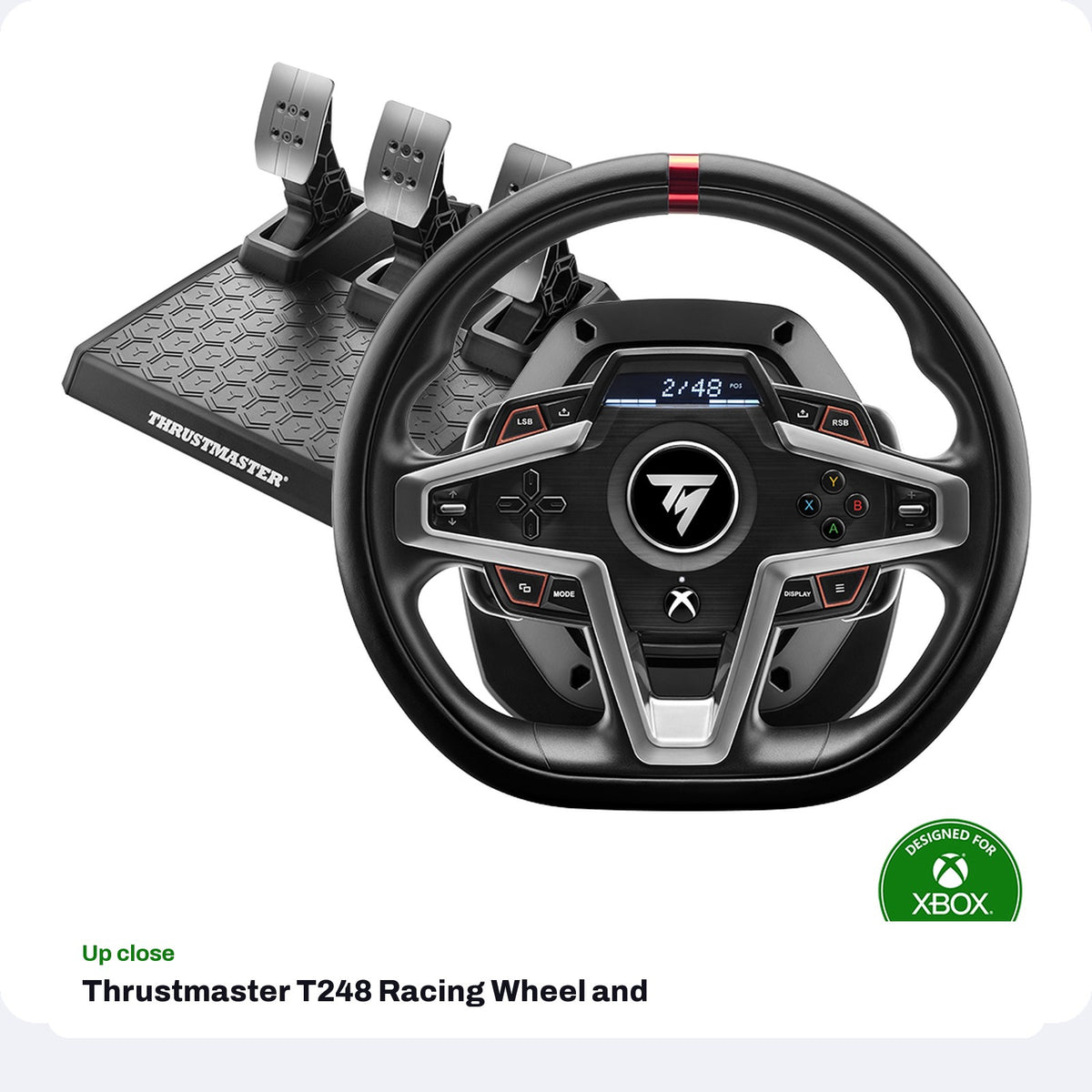 Thrustmaster T248 Racing Wheel and Magnetic Pedals for Xbox Series X|S, Xbox One and PC, close-up detail