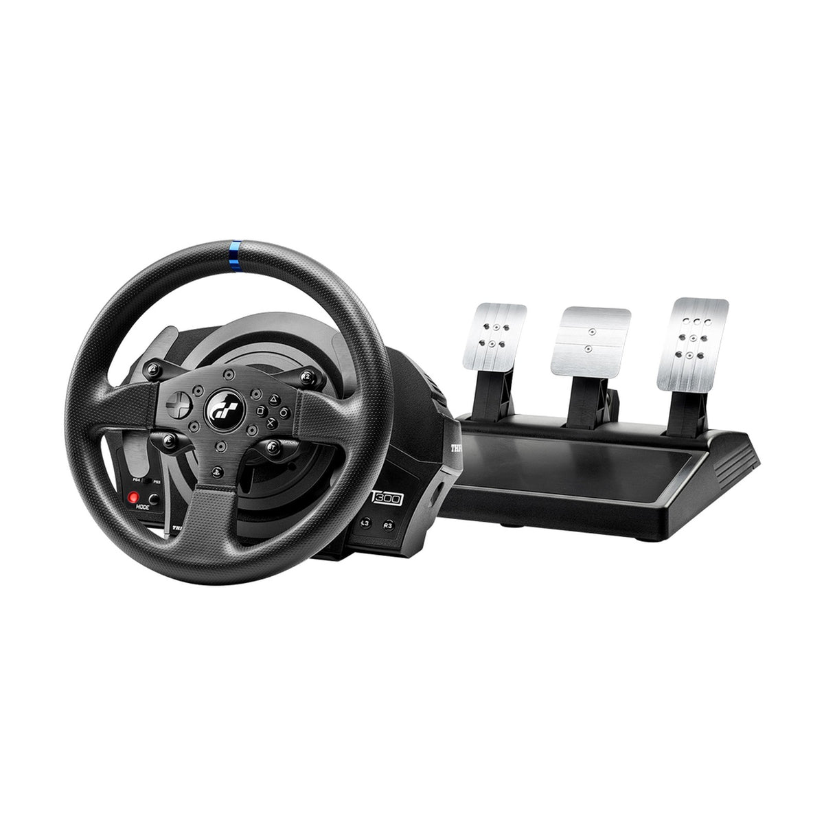 Thrustmaster T300RS GT Edition Racing Wheel and Pedals (PS5, PS4, PC), front view on a white background