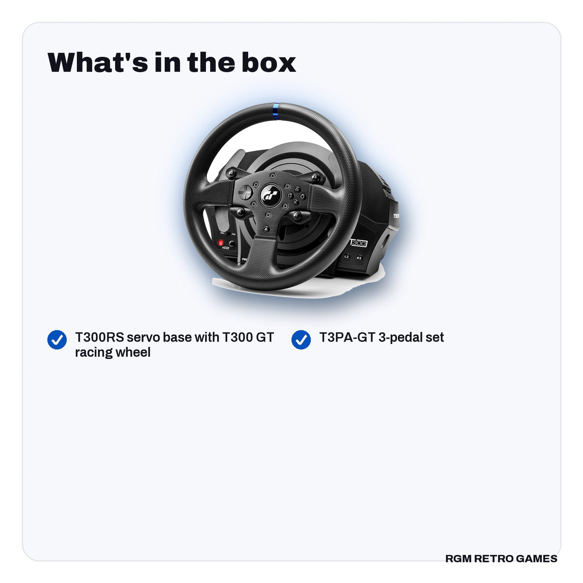 What's in the box with the Thrustmaster T300RS GT Edition Racing Wheel and Pedals (PS5, PS4, PC)