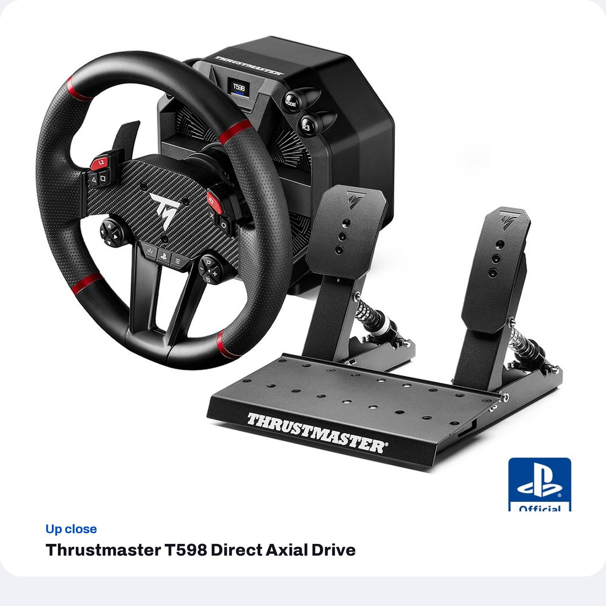 Thrustmaster T598 Direct Axial Drive Racing Wheel and Pedal Set (PS5, PS4, PC), close-up detail