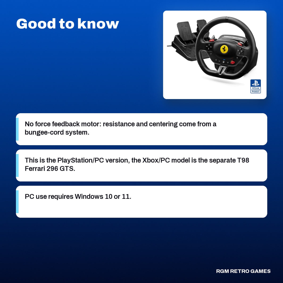 Thrustmaster T98 Ferrari 296 GTB Racing Wheel and Pedal Set (PS5, PS4, PC), good to know before you buy