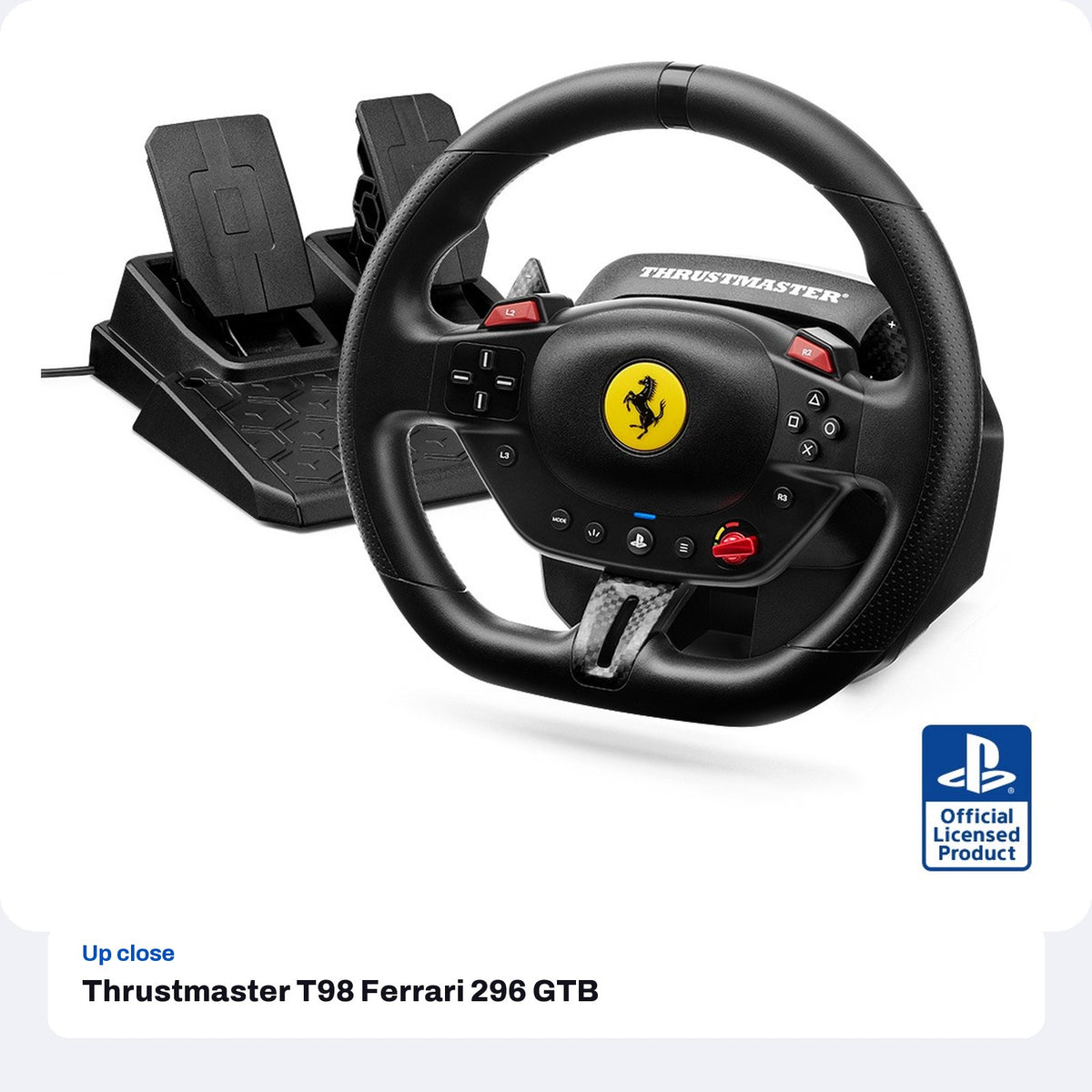 Thrustmaster T98 Ferrari 296 GTB Racing Wheel and Pedal Set (PS5, PS4, PC), close-up detail
