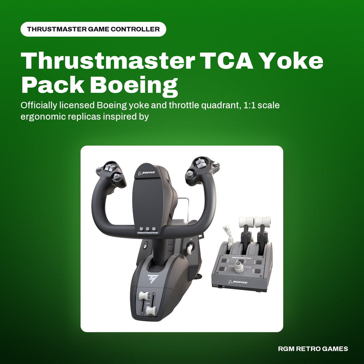Thrustmaster TCA Yoke Pack Boeing Edition (Yoke + Throttle Quadrant) for Xbox Series X|S, Xbox One and PC in a Thrustmaster color scene