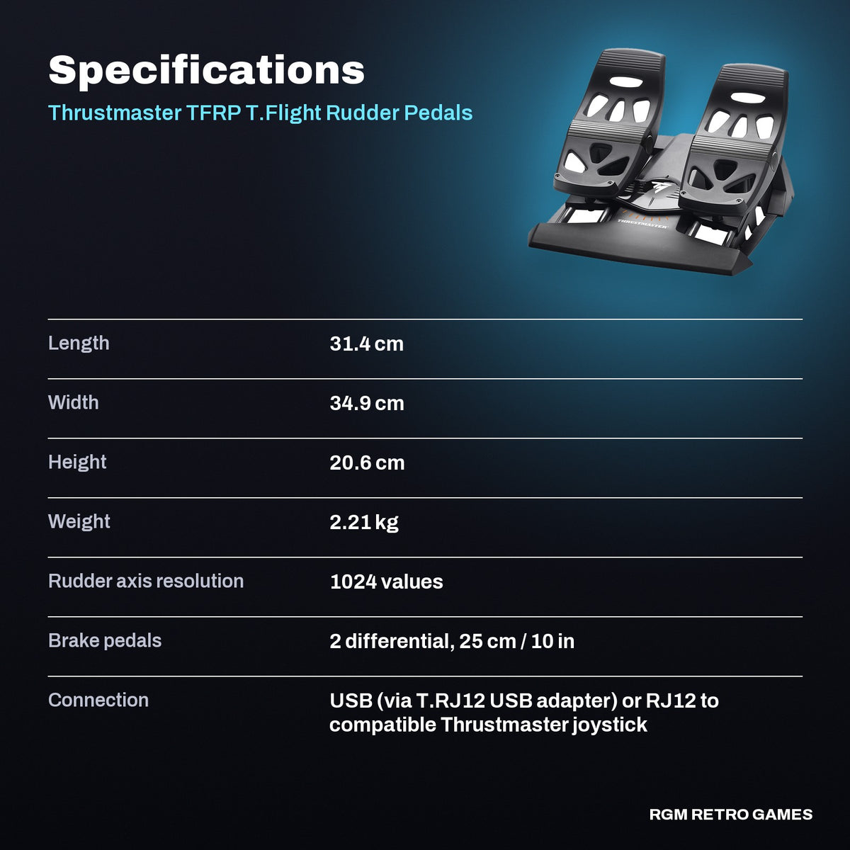 Thrustmaster TFRP T.Flight Rudder Pedals specifications