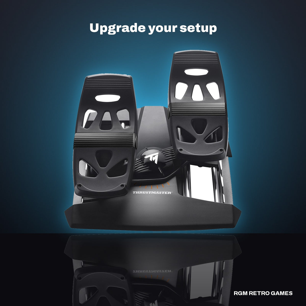 Thrustmaster TFRP T.Flight Rudder Pedals in a dark studio setting