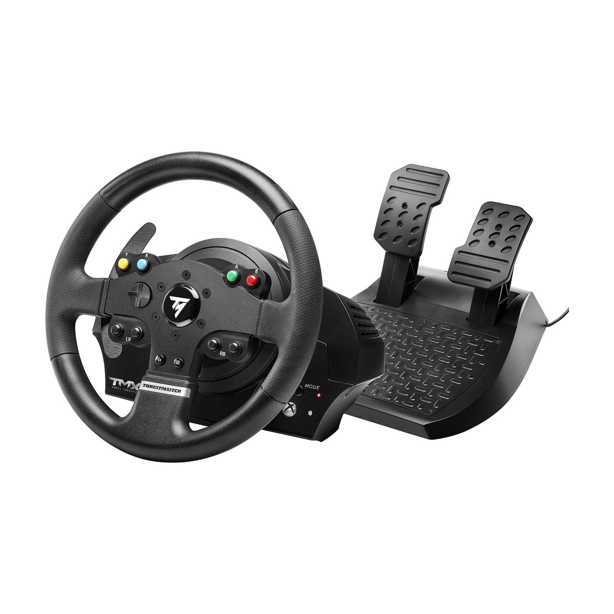 Thrustmaster TMX Force Feedback Racing Wheel with 2-Pedal Set (Xbox Series X|S, Xbox One, PC), front view on a white background