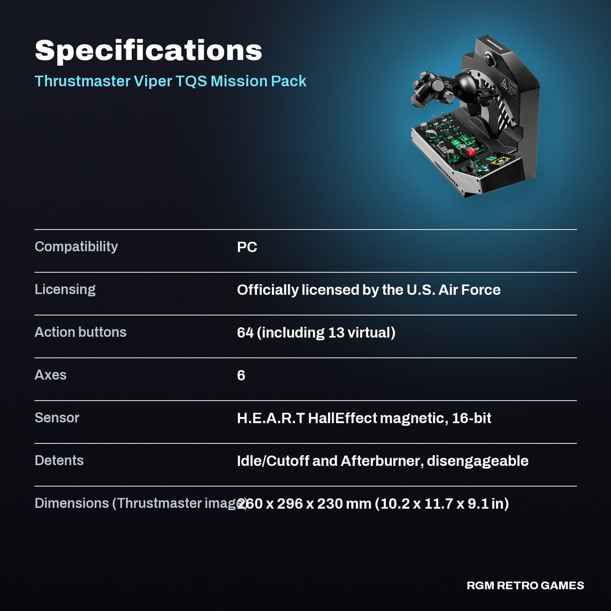 Thrustmaster Viper TQS Mission Pack (Throttle Quadrant + Viper Panel) for PC specifications