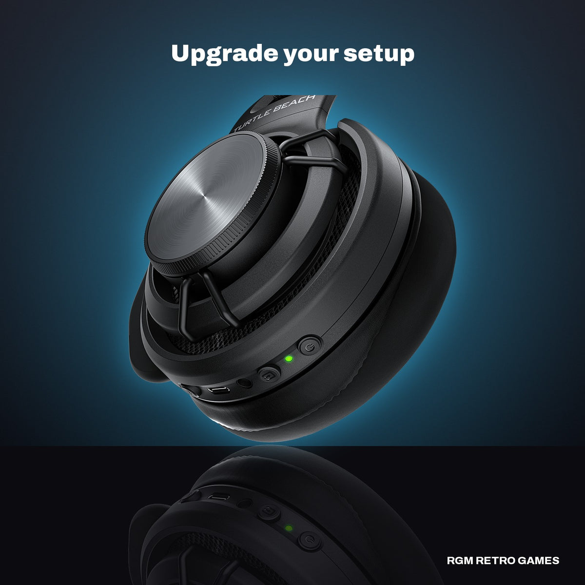 Turtle Beach Atlas Air Wireless Open-Back Gaming Headset - Black in a dark studio setting