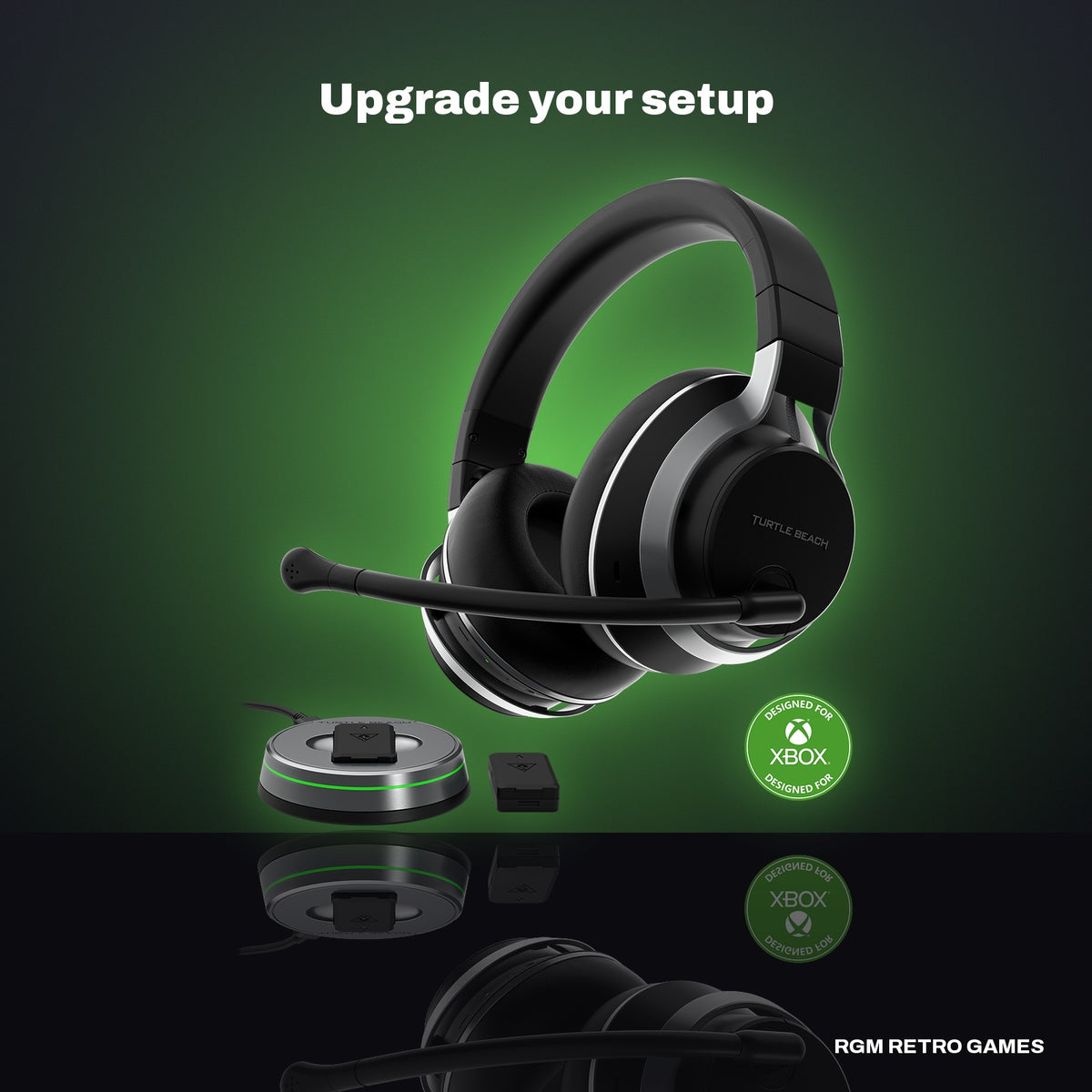 Turtle Beach Stealth Pro Wireless Noise-Cancelling Gaming Headset for Xbox - Black in a dark studio setting
