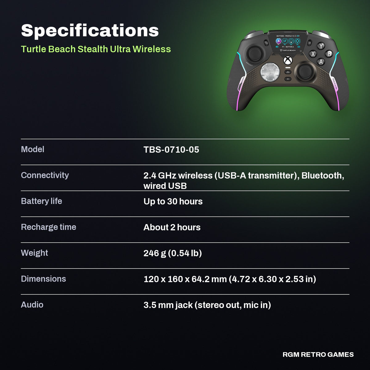 Turtle Beach Stealth Ultra Wireless Controller with Rapid Charge Dock for Xbox specifications