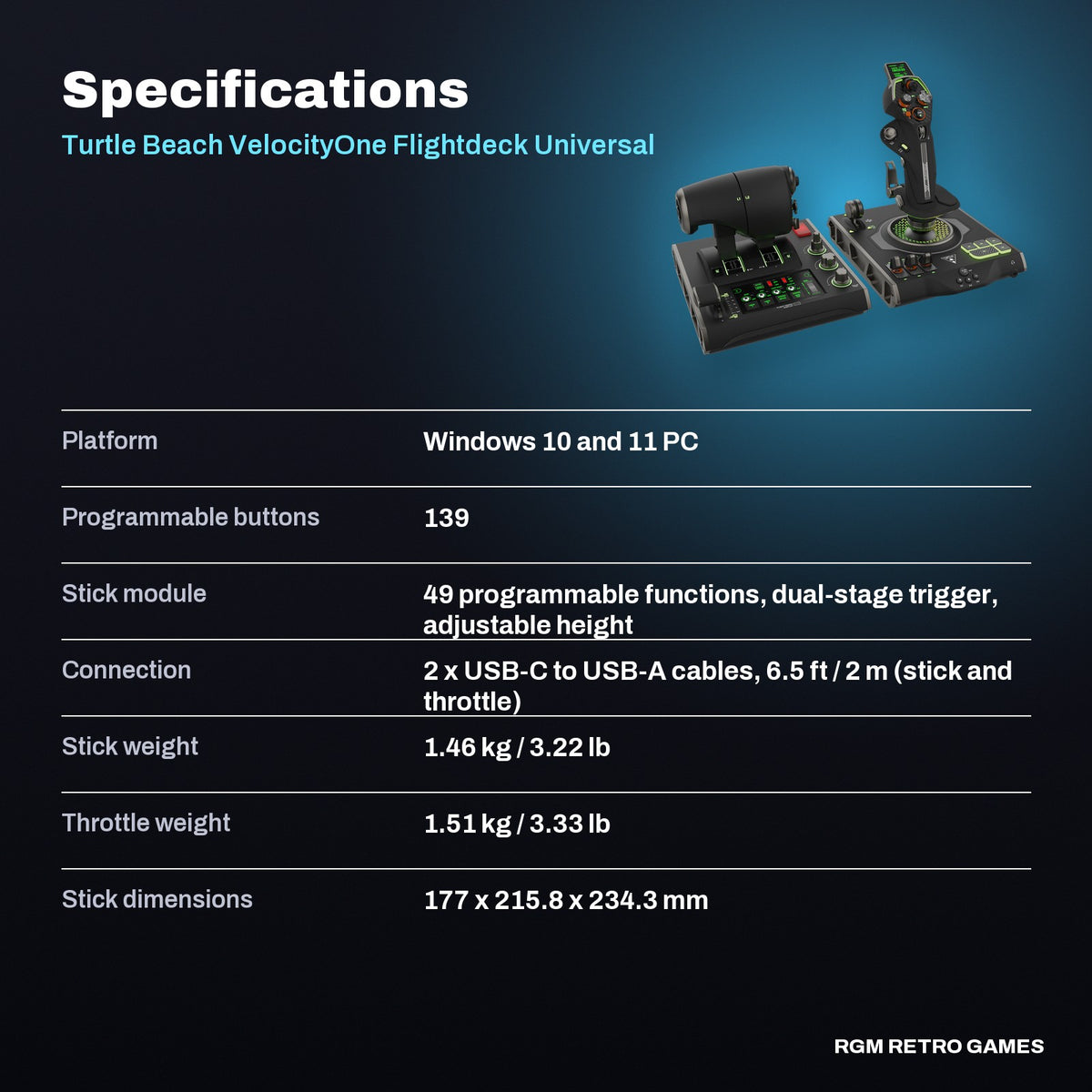 Turtle Beach VelocityOne Flightdeck Universal HOTAS Simulation System for Windows PC specifications