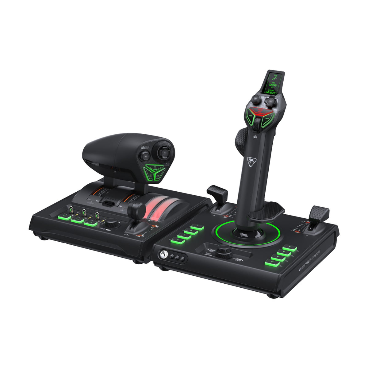 Turtle Beach VelocityOne H.O.T.A.S. Flight Sim System for Xbox Series X|S and Windows PC (Flightstick II + Dual Throttle), front view on a white background