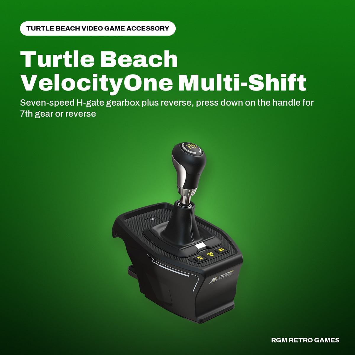 Turtle Beach VelocityOne Multi-Shift Sim Racing Shifter and Handbrake (Xbox, PC) in a Turtle Beach color scene