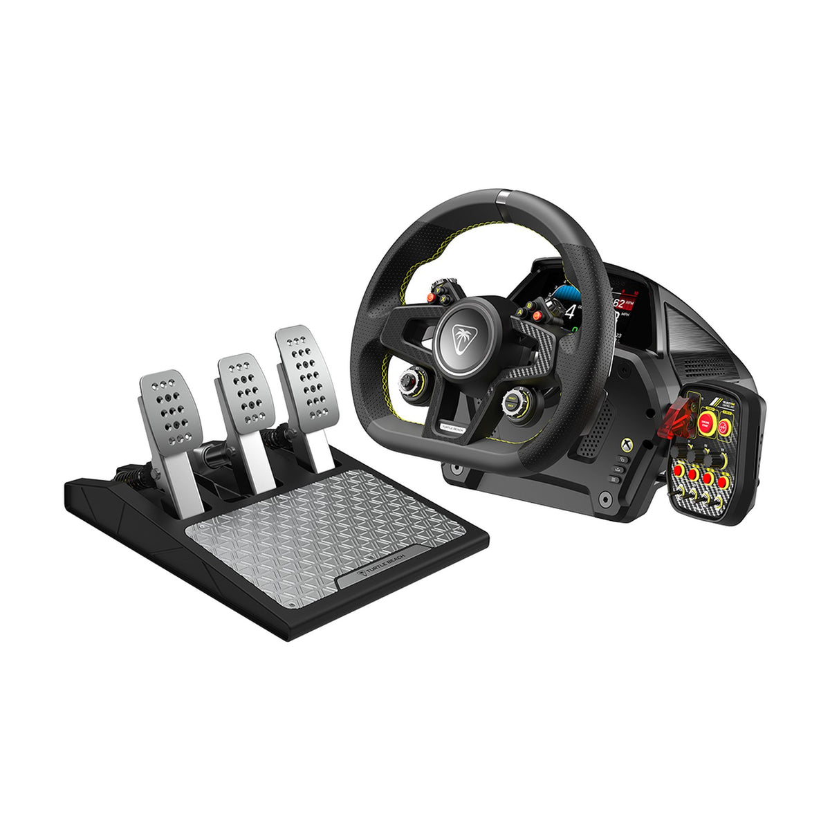 Turtle Beach VelocityOne Race Wheel & Pedal System for Xbox Series X|S, Xbox One and Windows PC, front view on a white background