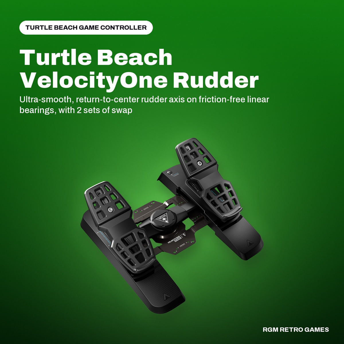 Turtle Beach VelocityOne Rudder Pedals (Xbox Series X|S, Xbox One, PC) in a Turtle Beach color scene