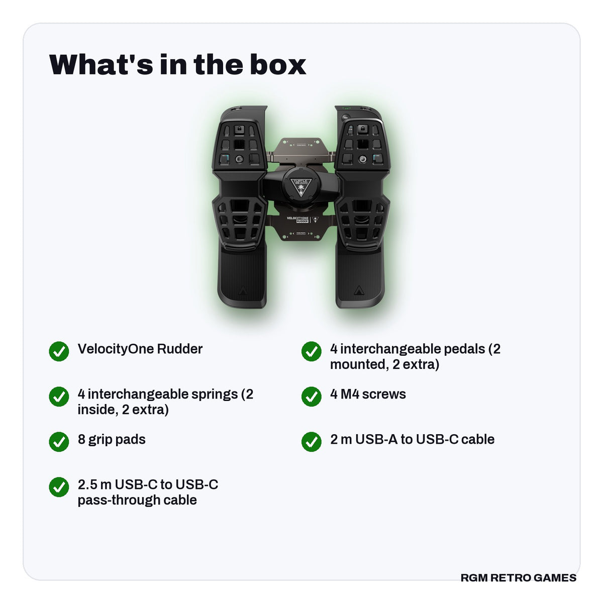 What's in the box with the Turtle Beach VelocityOne Rudder Pedals (Xbox Series X|S, Xbox One, PC)