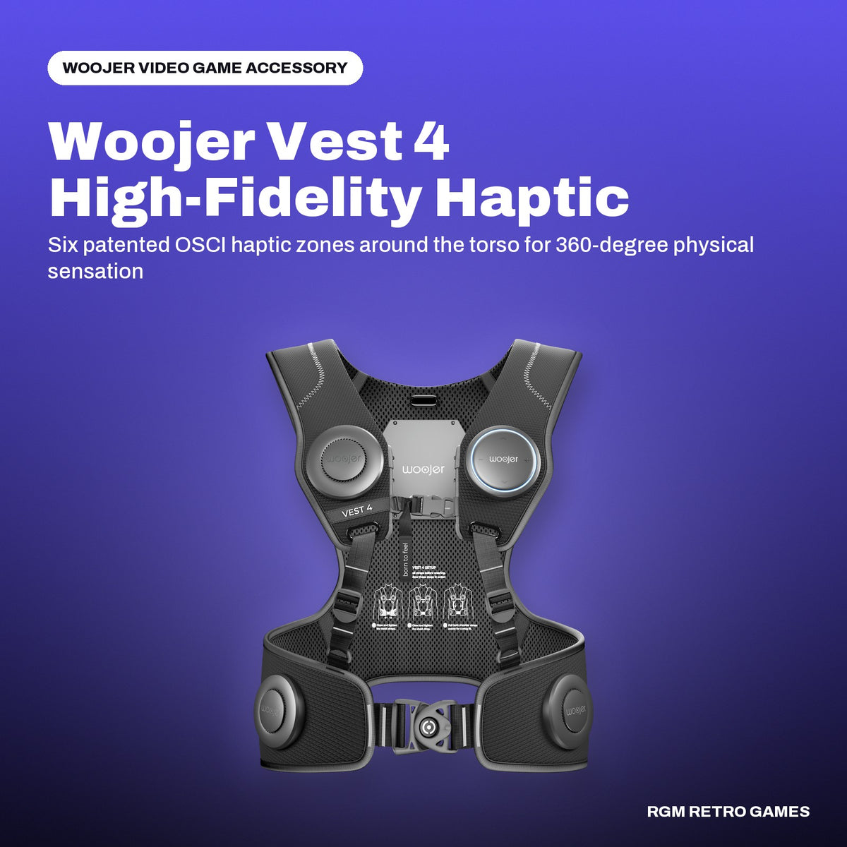 Woojer Vest 4 High-Fidelity Haptic Vest (Core Black) in a Woojer color scene