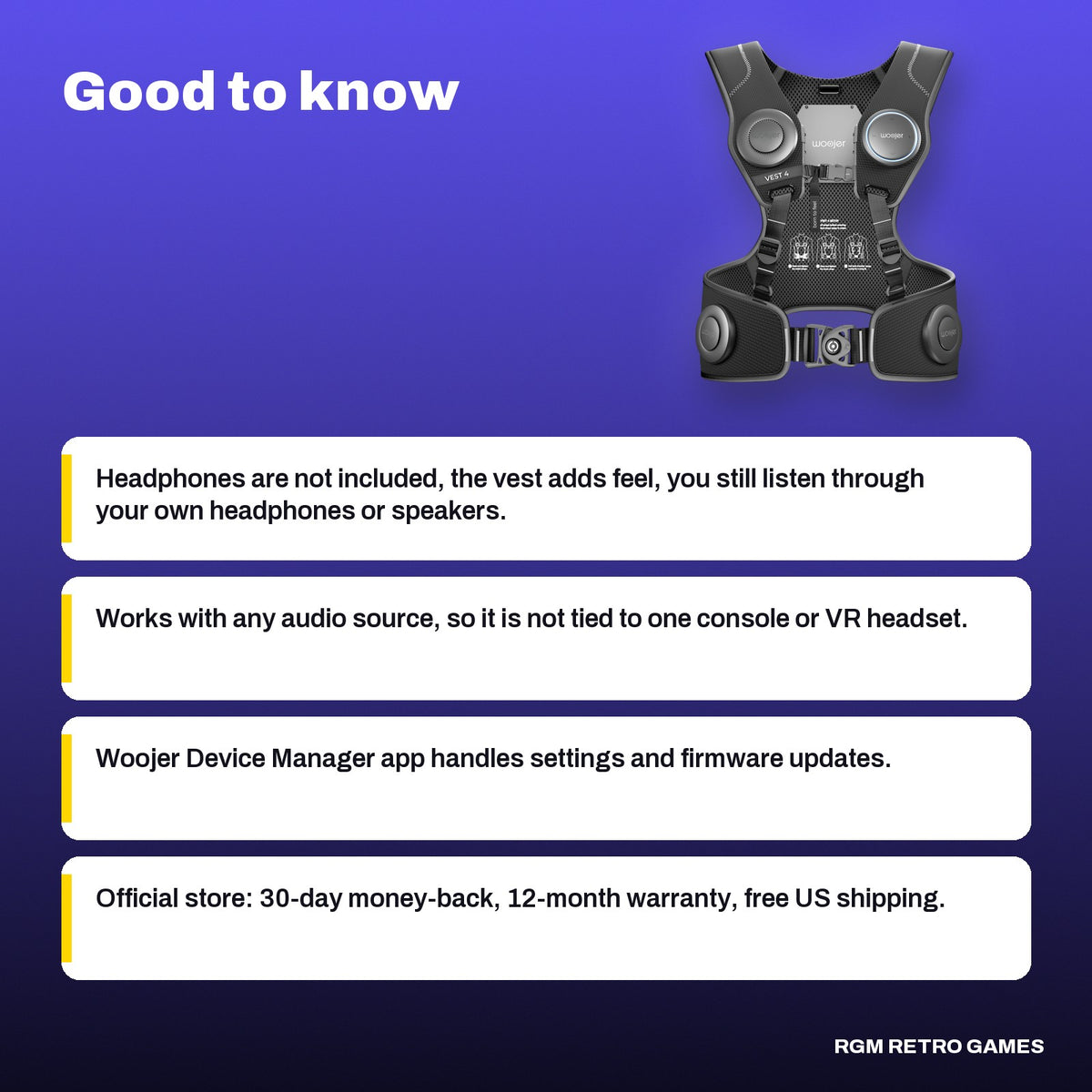 Woojer Vest 4 High-Fidelity Haptic Vest (Core Black), good to know before you buy