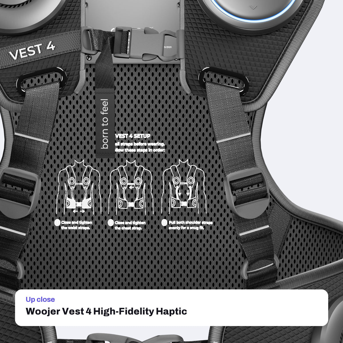 Woojer Vest 4 High-Fidelity Haptic Vest (Core Black), close-up detail