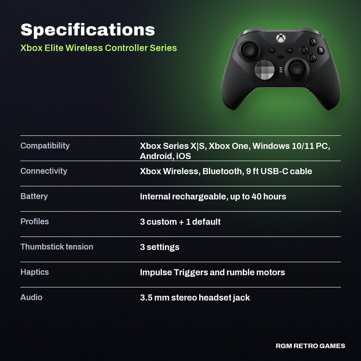 Xbox Elite Wireless Controller Series 2 (Black) specifications