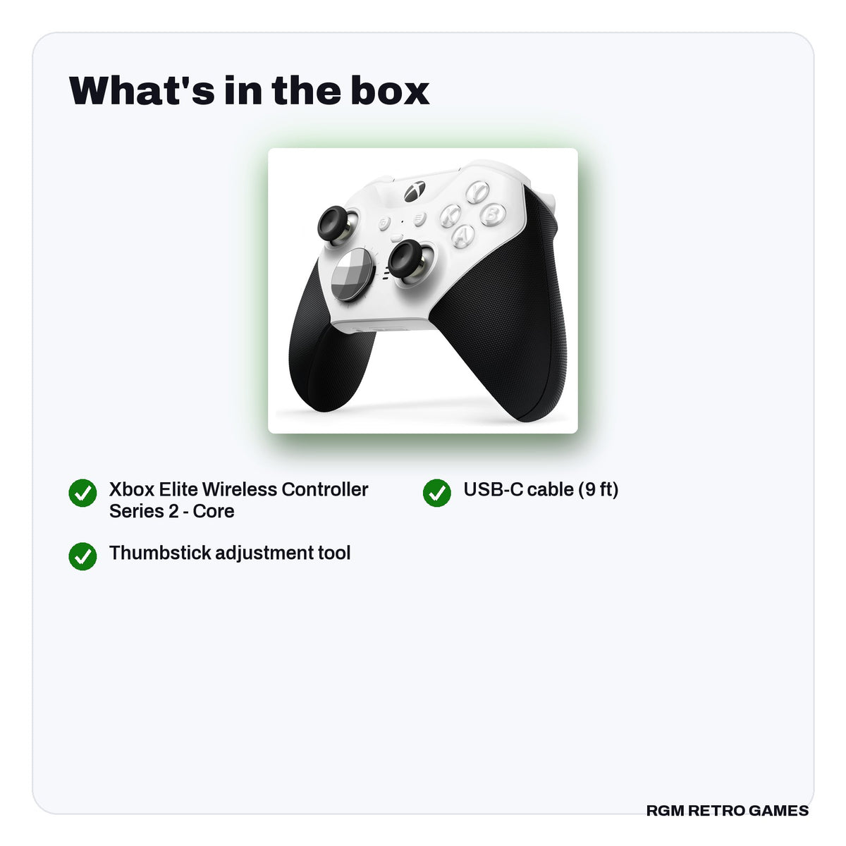 What's in the box with the Xbox Elite Wireless Controller Series 2 - Core (White)