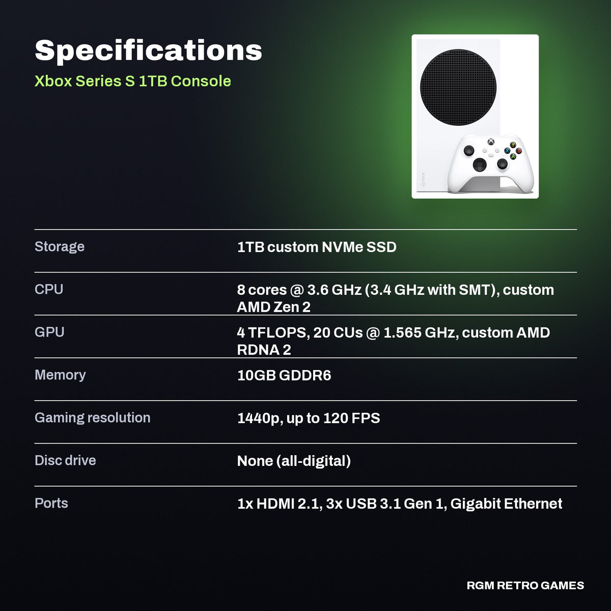 Xbox Series S 1TB Console - Robot White specifications