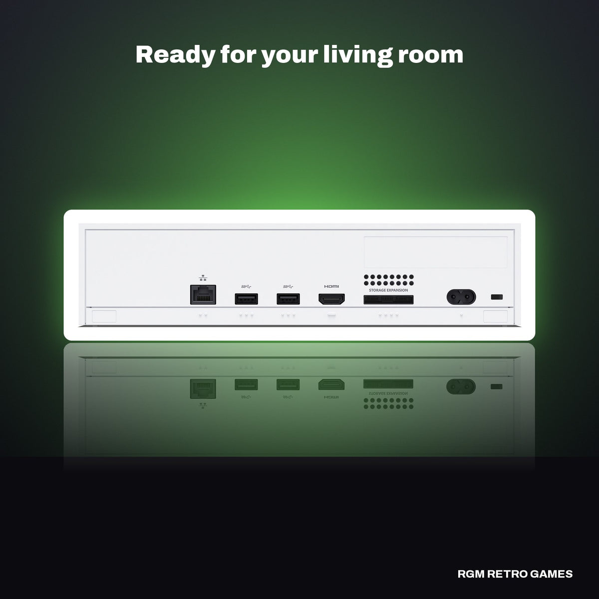 Xbox Series S 1TB Console - Robot White in a dark studio setting