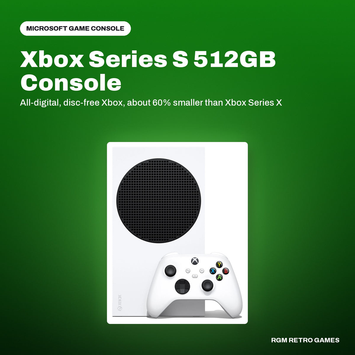 Xbox Series S 512GB Console - Robot White in a Microsoft color scene