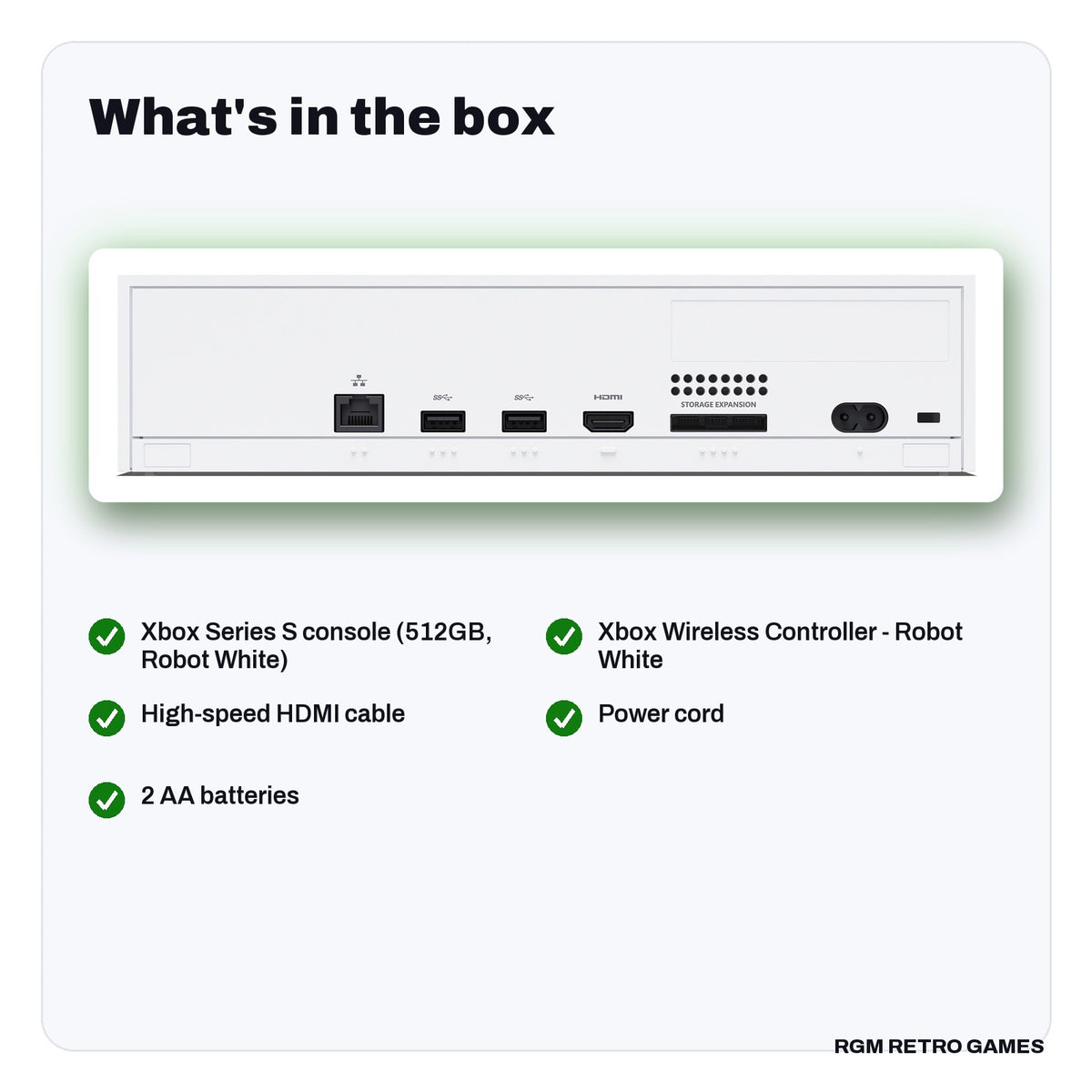 What's in the box with the Xbox Series S 512GB Console - Robot White