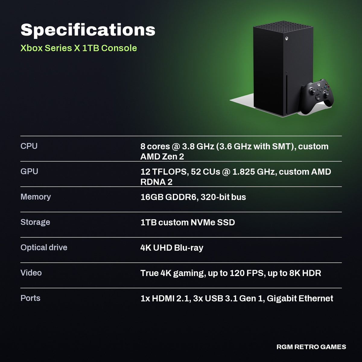 Xbox Series X 1TB Console - Carbon Black specifications
