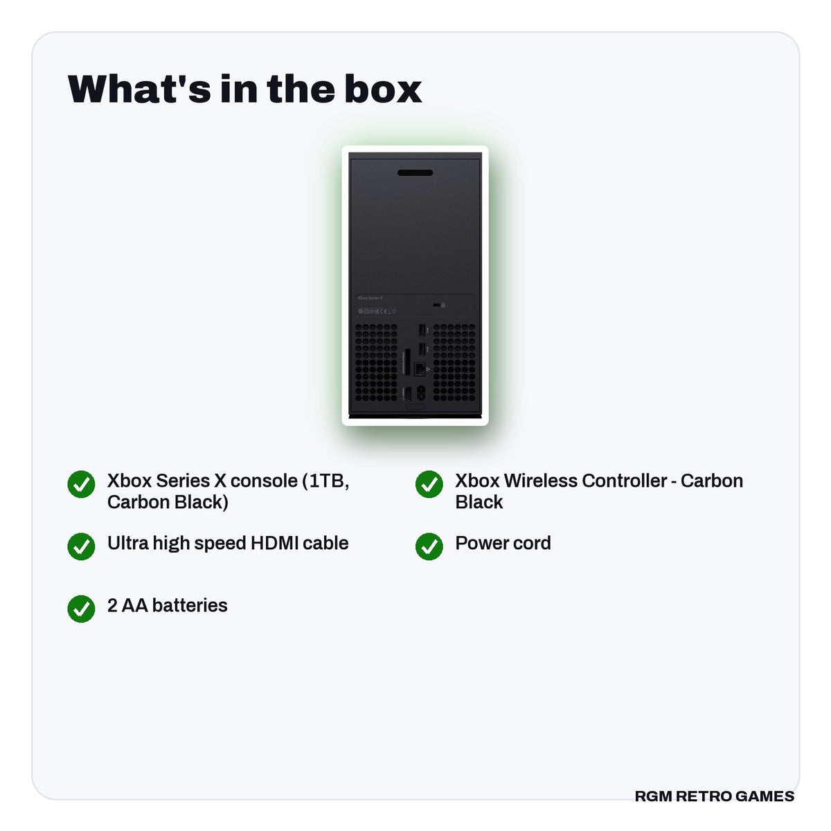What's in the box with the Xbox Series X 1TB Console - Carbon Black