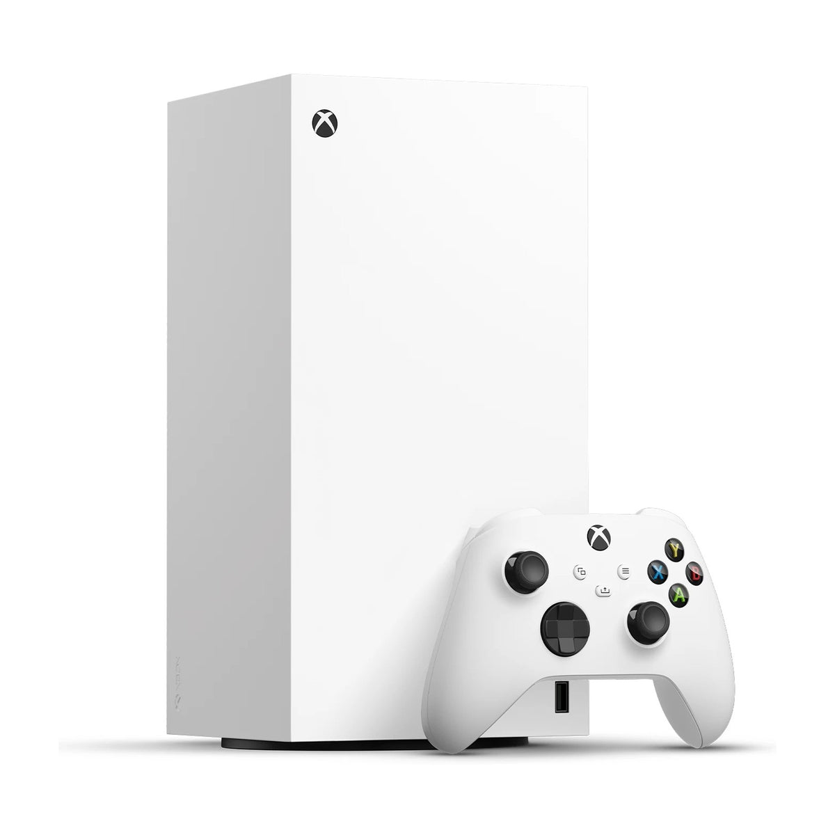 Xbox Series X 1TB Digital Edition Console - Robot White, front view on a white background