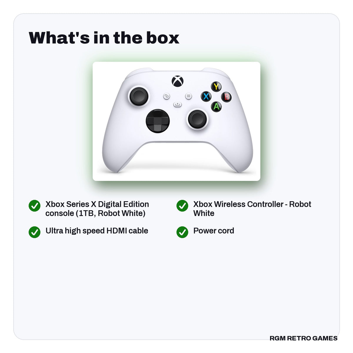 What's in the box with the Xbox Series X 1TB Digital Edition Console - Robot White